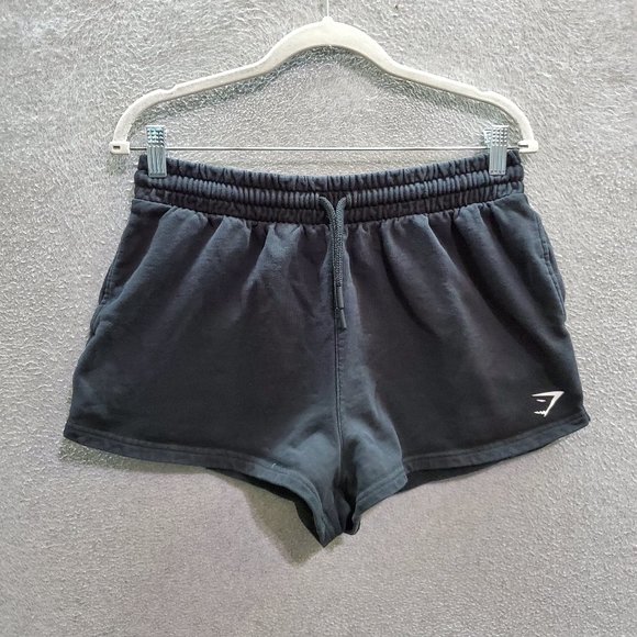 Gymshark Pants - Gymshark Women Shorts Medium Black Sweat Training Logo Drawstring